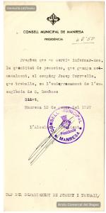 13 i 14/1/1937. Consulta i resposta sobre el sou setmanal d’un membre de la brigada 
